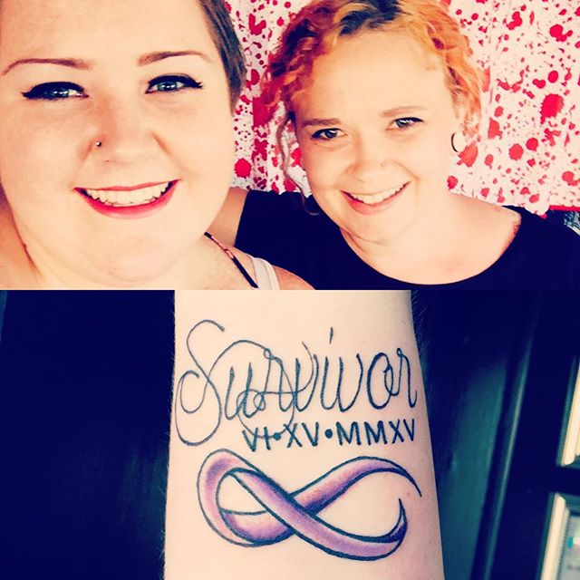 So extremely happy to do this tattoo for the beautiful @sunflowerseleven who finally finished all her cancer treatments this week! You are a survivor! ️ #fuckcancer #ladytattooer #amazingwomen