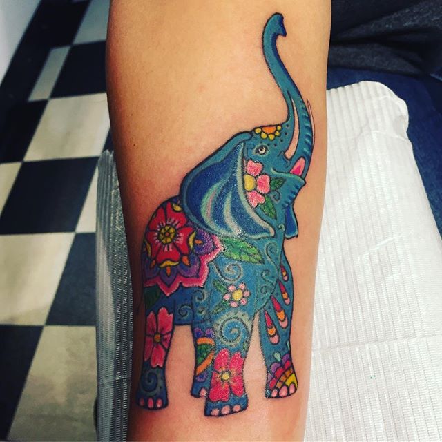 Thanks Anna! #elephanttattoo #dayofthedead #colortattoo