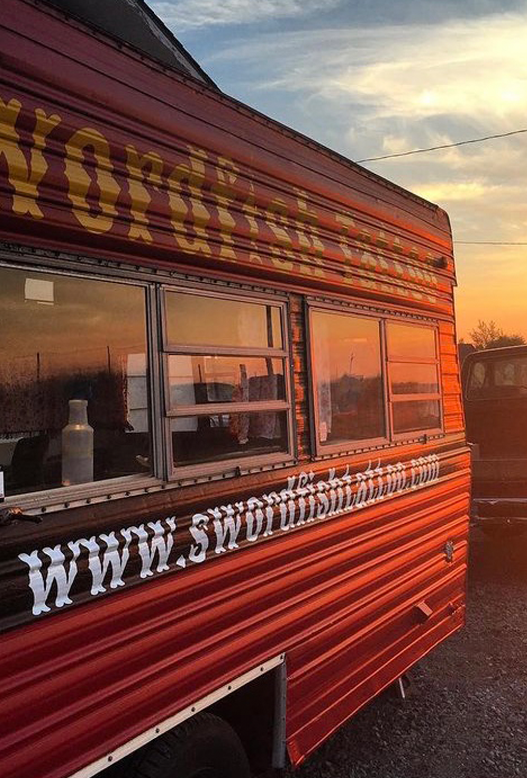 trailer at sunset